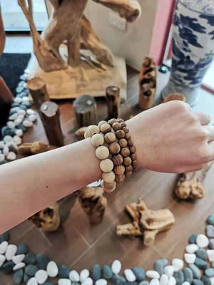 纯天然檀香木佛珠手链<br>Pure Sandalwood Beads Bracelet<br>8mm - 20mm